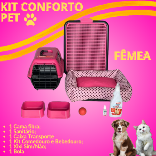 Kit Conforto Para Pets - Caixa Transporte / Caminha / Sanitário