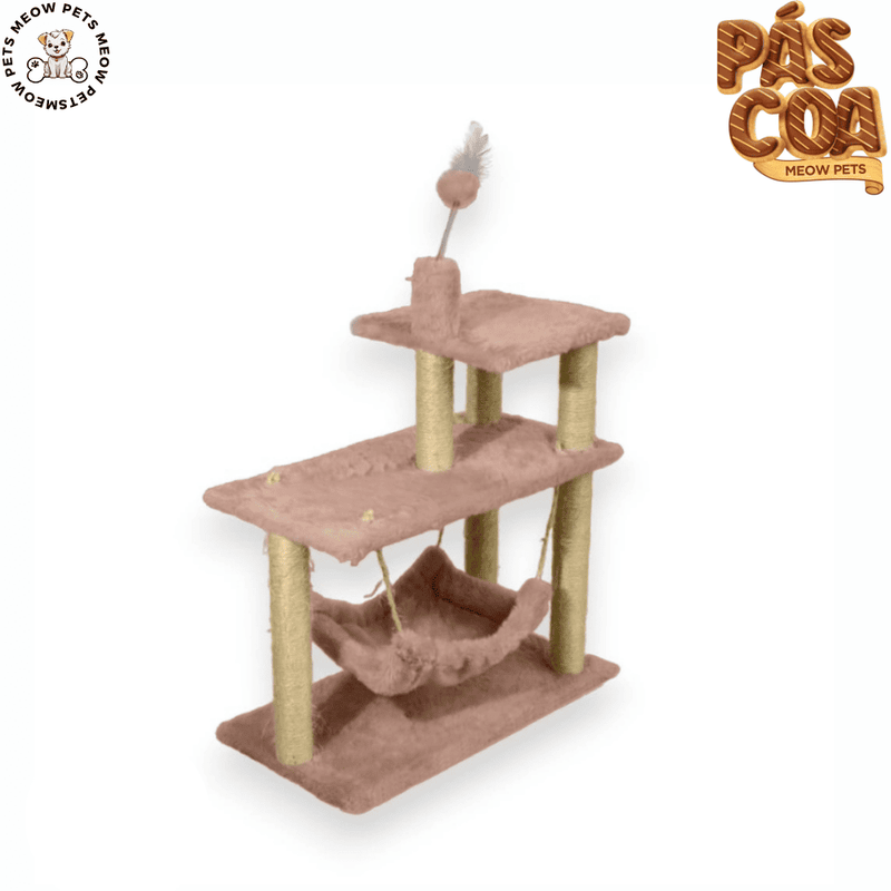Arranhador de Gatos 3 Andar c Cama & 1 Bolinha