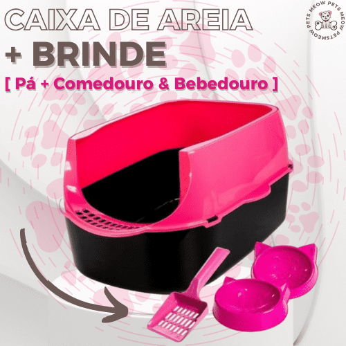 Caixa De Areia Banheira Para Gato + [ BRINDE EXCLUSIVO - Pá + Comedouro & Bebedouro ]