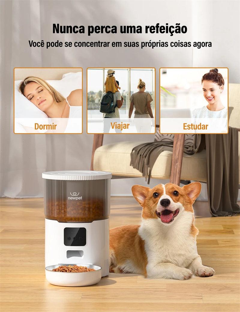 Alimentador 4L Automático p/ Pets via Wi-Fi - NewPet