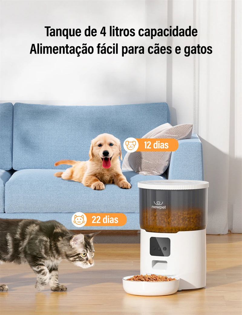 Alimentador 4L Automático p/ Pets via Wi-Fi - NewPet