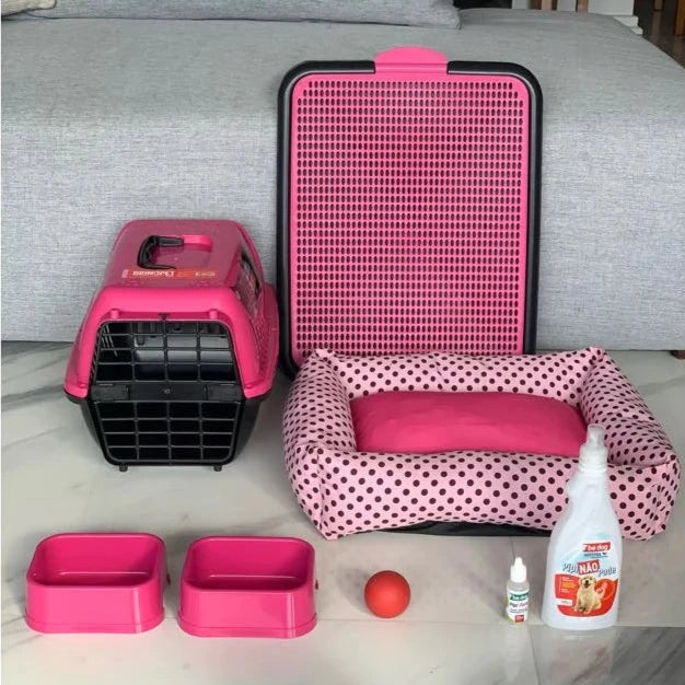 Kit Conforto Para Pets - Caixa Transporte / Caminha / Sanitário