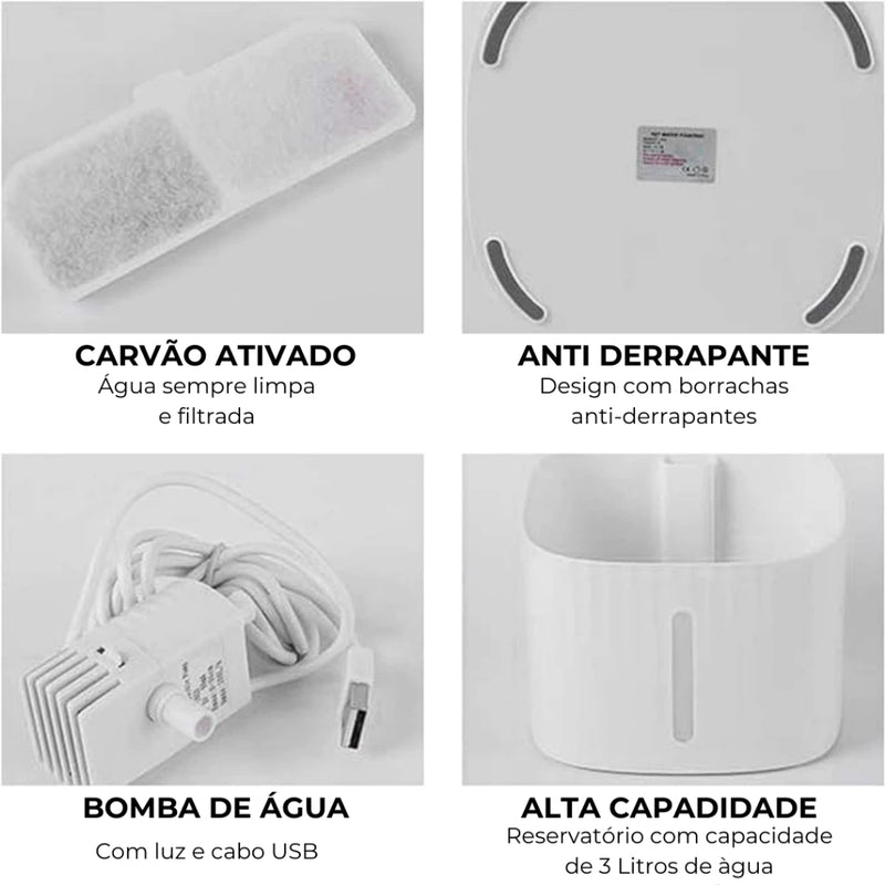 Bebedouro Fonte de Água Automático c/ Filtro 3L