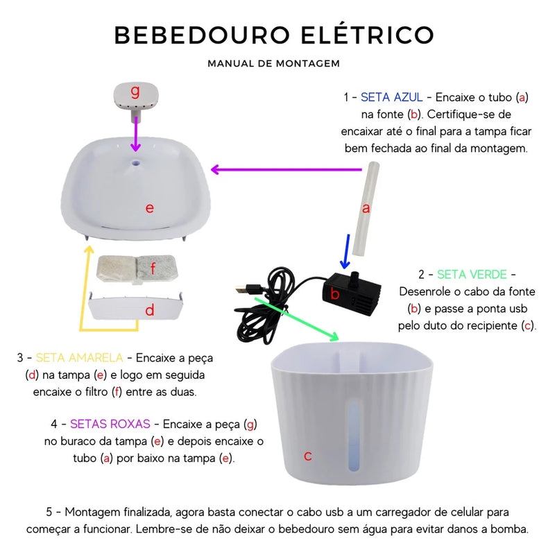 Bebedouro Fonte de Água Automático c/ Filtro 3L