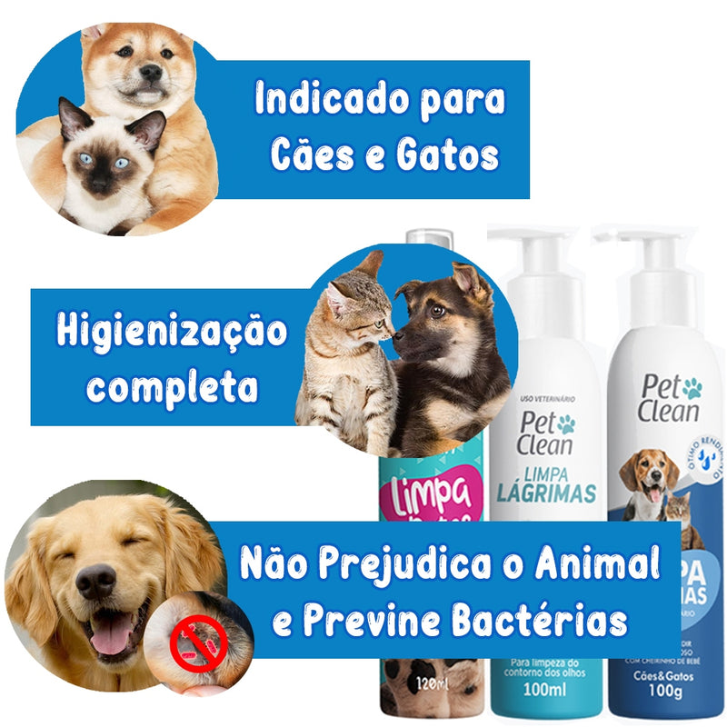 Kit Limpa Lagrimas/Orelha/Patas para Câes e Gato PetClean