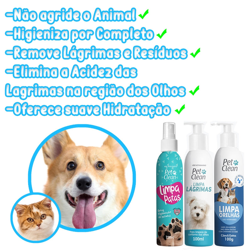 Kit Limpa Lagrimas/Orelha/Patas para Câes e Gato PetClean