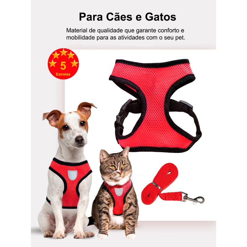 Coleira Peitoral Ajustável - FlexiPet [ + BRINDE - Guia Retrátil 3m e 5m ]
