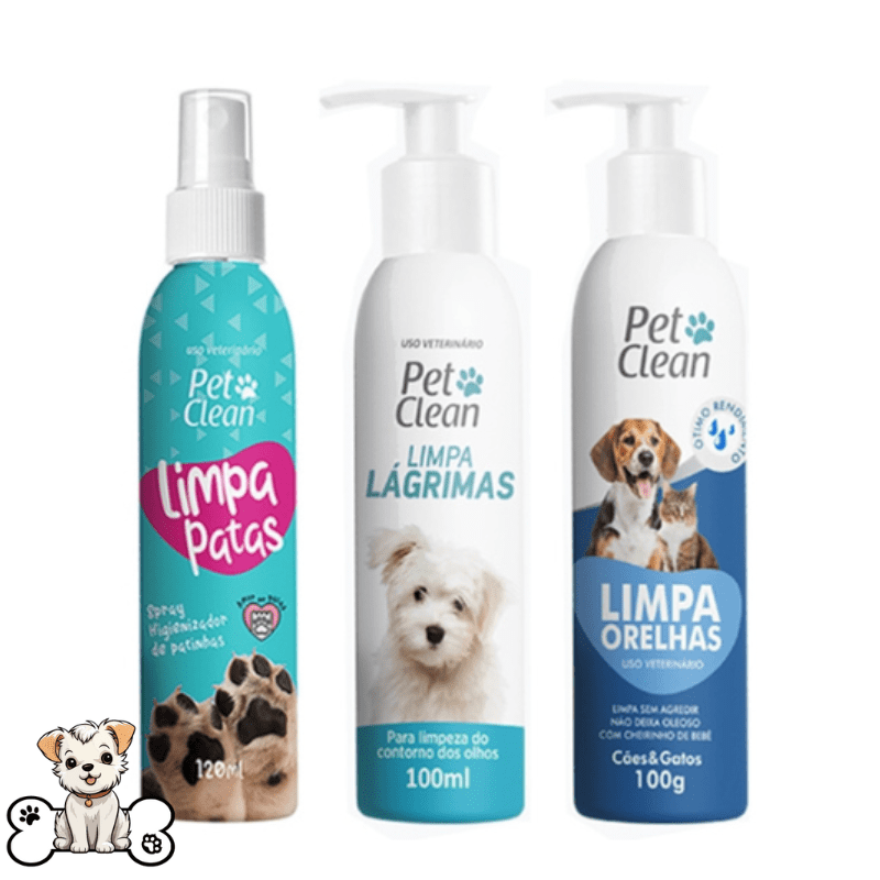 Kit Limpa Lagrimas/Orelha/Patas para Câes e Gato PetClean