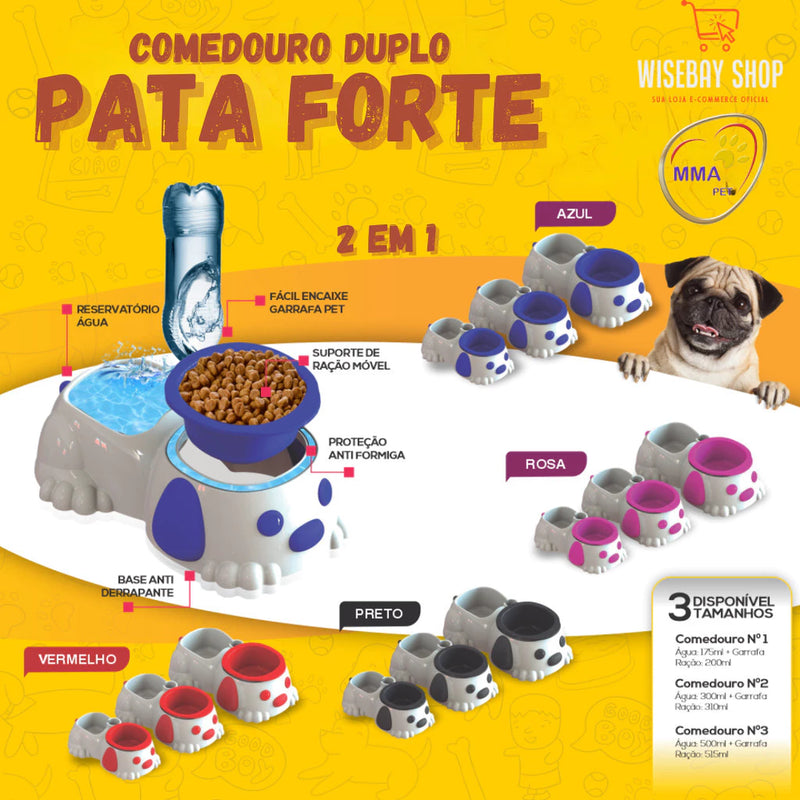 Comedouro & Bebedouro Antiderrapante Cães e Gatos - PataForte